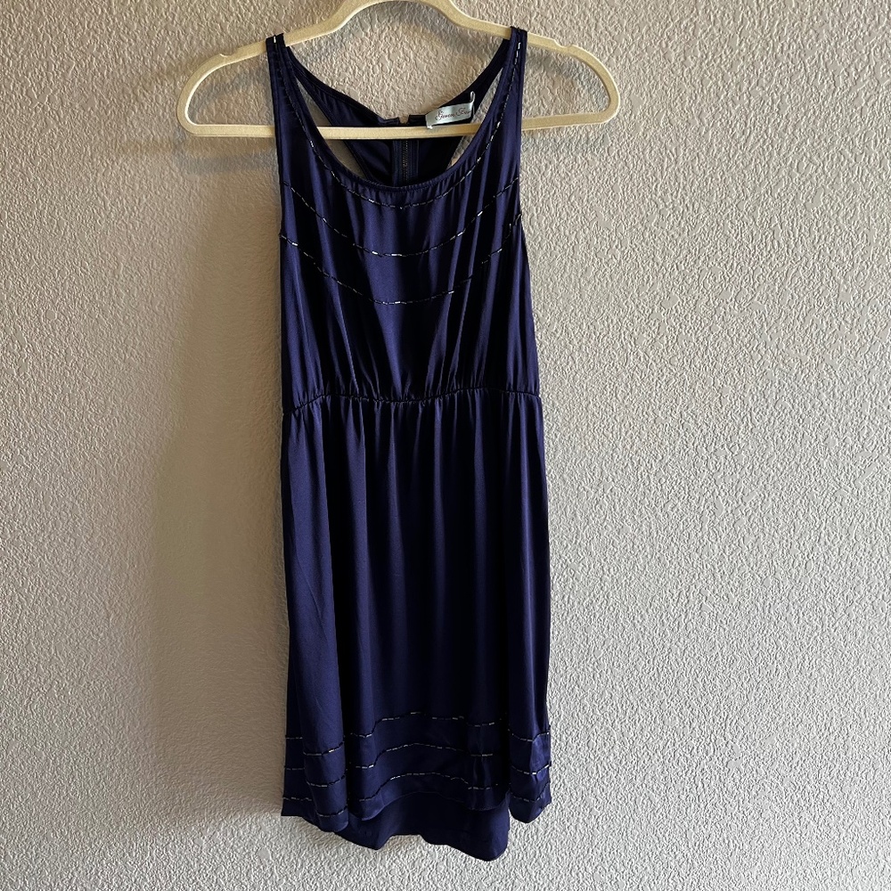 NWT Geren Ford Navy Beaded Tank Dress Size Small